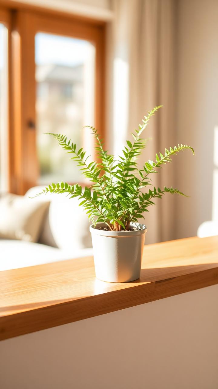 ZeeSay camera pointed at a potted fern on a shelf